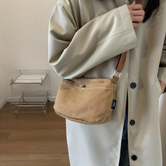 Casual Canvas Crossbody Bag Solid Shoulder Zipper Bag
