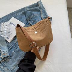 Casual Canvas Crossbody Bag Solid Shoulder Zipper Bag