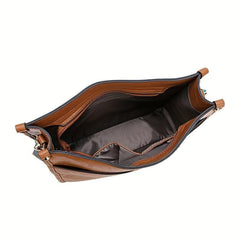 Ethnic Style Crossbody Bag Vintage Faux Leather Zipper Saddle Bag