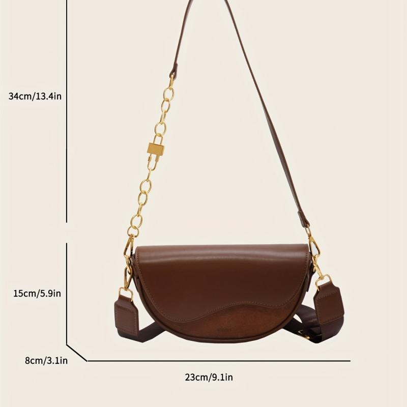 Metal Chain Shoulder Purse Retro Flap Crossbody Bag For Daily Use