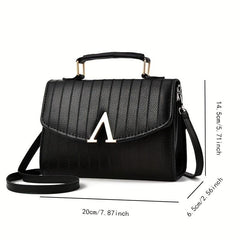 Stripes Pattern Handbag Metal Decor Crossbody Bag