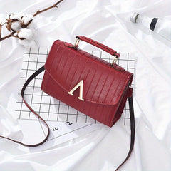 Stripes Pattern Handbag Metal Decor Crossbody Bag