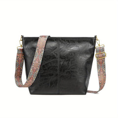 Retro Style Bucket Bag For Women Vagan Leather Hobo Bag
