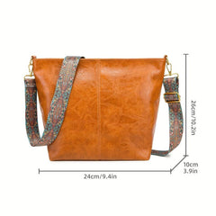 Retro Style Bucket Bag For Women Vagan Leather Hobo Bag