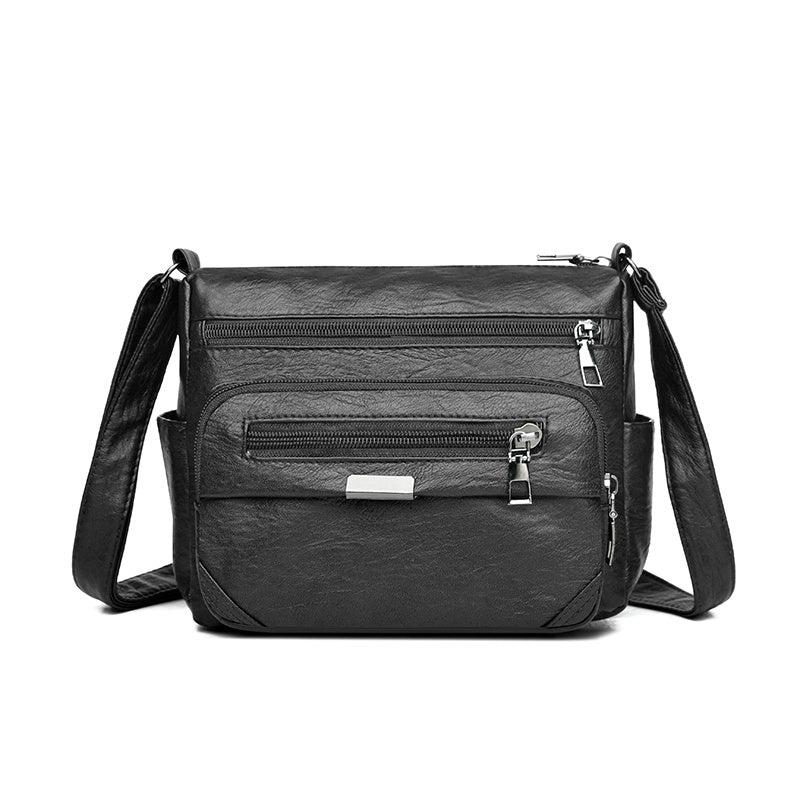 Casual Shoulder Bag Soft Faux Leather Zipper Purse