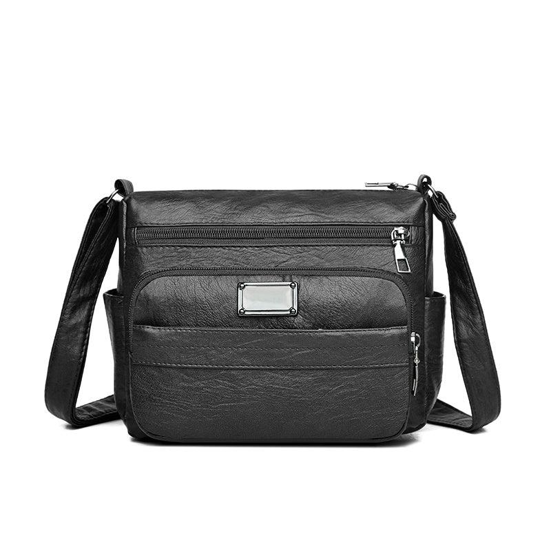 Casual Shoulder Bag Soft Faux Leather Zipper Purse