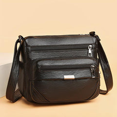 Casual Shoulder Bag Soft Faux Leather Zipper Purse