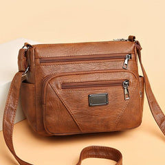 Casual Shoulder Bag Soft Faux Leather Zipper Purse
