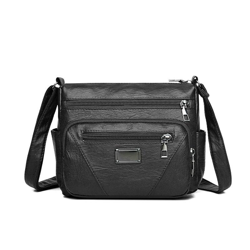 Casual Shoulder Bag Soft Faux Leather Zipper Purse