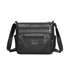 Casual Shoulder Bag Soft Faux Leather Zipper Purse