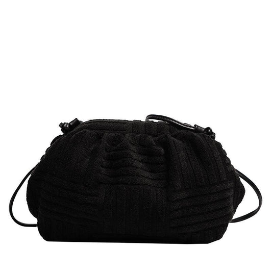 Corduroy Textured Shoulder Bag Ruched Crossbody Purse For Party