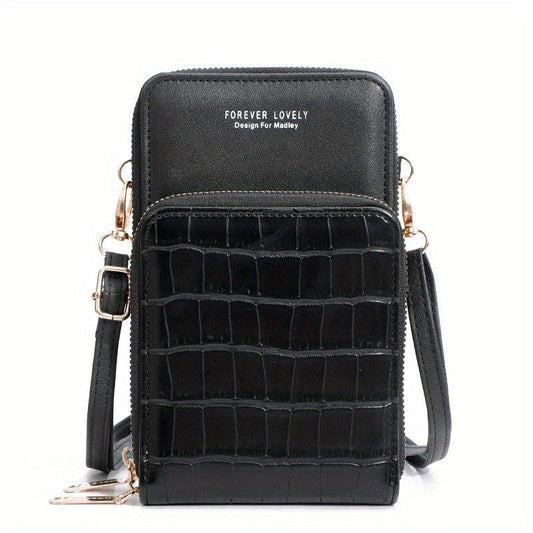 Minimalist Crocodile Embossed Shoulder Bag Women's Crossbody Purse