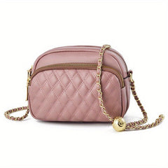 Minimalist Classic Square Bag Quilted Detail Shoulder Bag Zipper Chain Bag