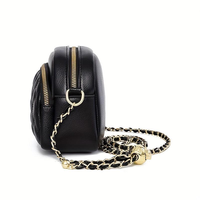 Minimalist Classic Square Bag Quilted Detail Shoulder Bag Zipper Chain Bag
