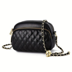 Minimalist Classic Square Bag Quilted Detail Shoulder Bag Zipper Chain Bag