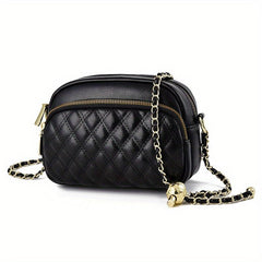 Minimalist Classic Square Bag Quilted Detail Shoulder Bag Zipper Chain Bag