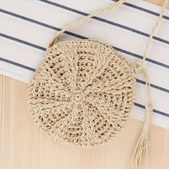 Straw Round Shoulder Bag Beach Vacation Style Crossbody Bag