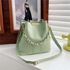 Minimalist Chain Decor Crossbody Bucket Bag for Women