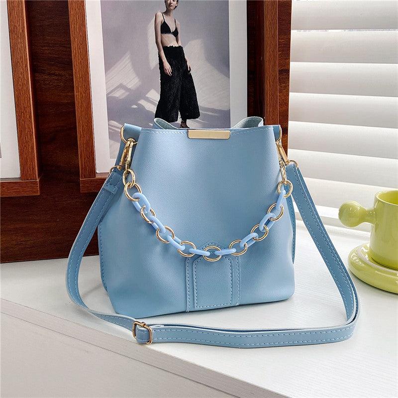 Minimalist Chain Decor Crossbody Bucket Bag for Women