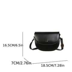 Vintage Solid Saddle Bag All Match Flap Shoulder Bag Crossbody Bag