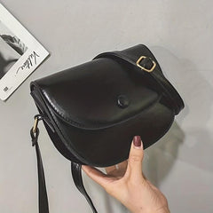 Vintage Solid Saddle Bag All Match Flap Shoulder Bag Crossbody Bag