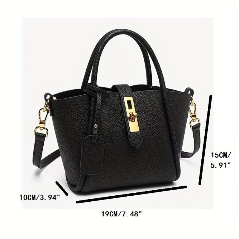 Classic Crossbody Bag Turn Lock Shoulder Bag Solid Minimalist Satchel Bag