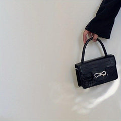 Rhinestone Bow Square Satchel Bag