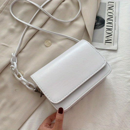 Minimalist Crossbody Bag Acrylic Chain Shoulder Purse Solid Small Square Bag