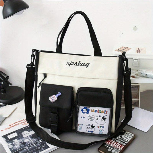 Preppy Style Crossbody Bag Pockets Front Shoulder Bag