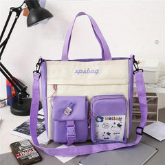 Preppy Style Crossbody Bag Pockets Front Shoulder Bag