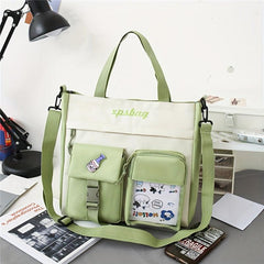 Preppy Style Crossbody Bag Pockets Front Shoulder Bag