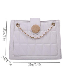 Argyle Embroidery Shoulder Bag Chain Crossbody Bag Small Button Decor