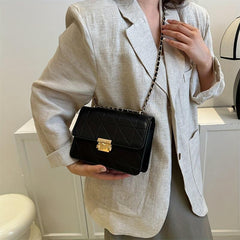 Quilted Chain Crossbody Bag Argyle Pattern Small Shoulder Bag for Work
