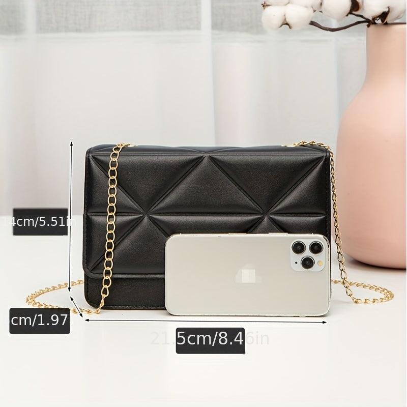 Quilted Crossbody Bag Casual PU Leather Handbag Women's Shoulder & Phone Bag