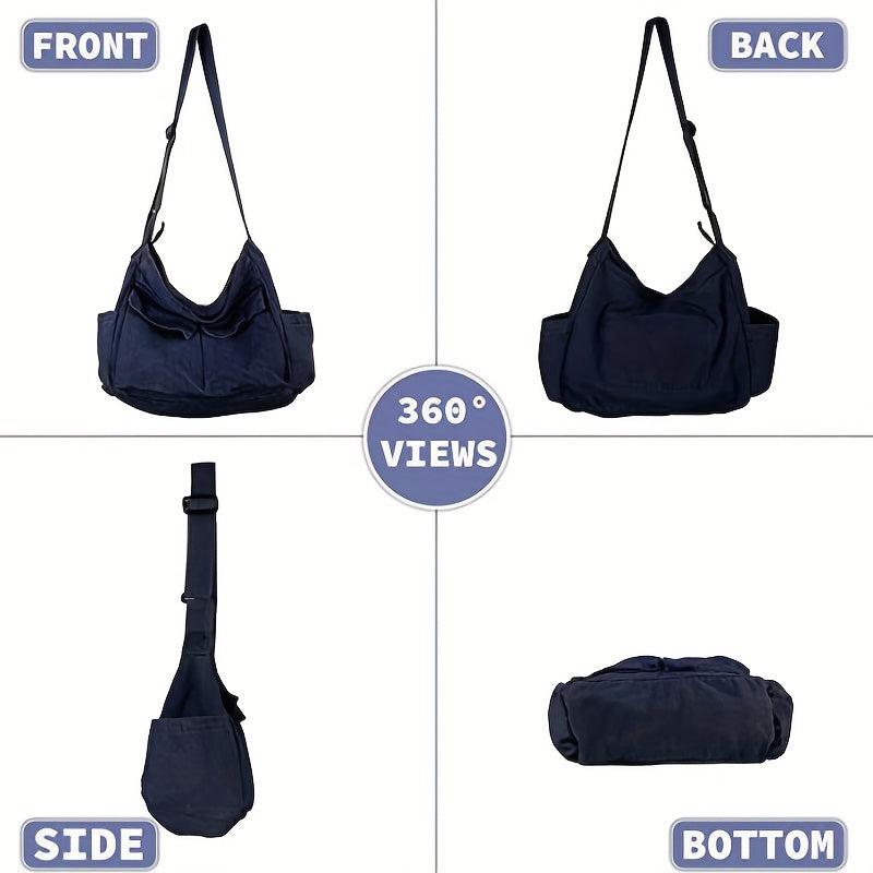 Casual Denim Hobo Shoulder Bag Crossbody Bag Stylish Large Capacity