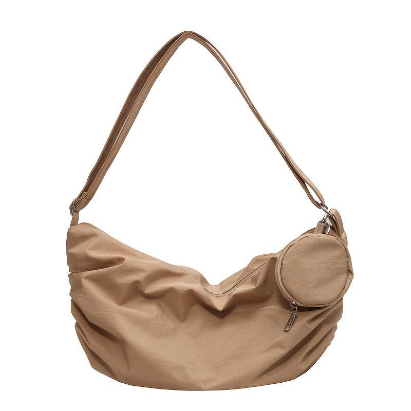 Ruched Crossbody Bag Large Capacity Shoulder Bag All match Hobo Bag