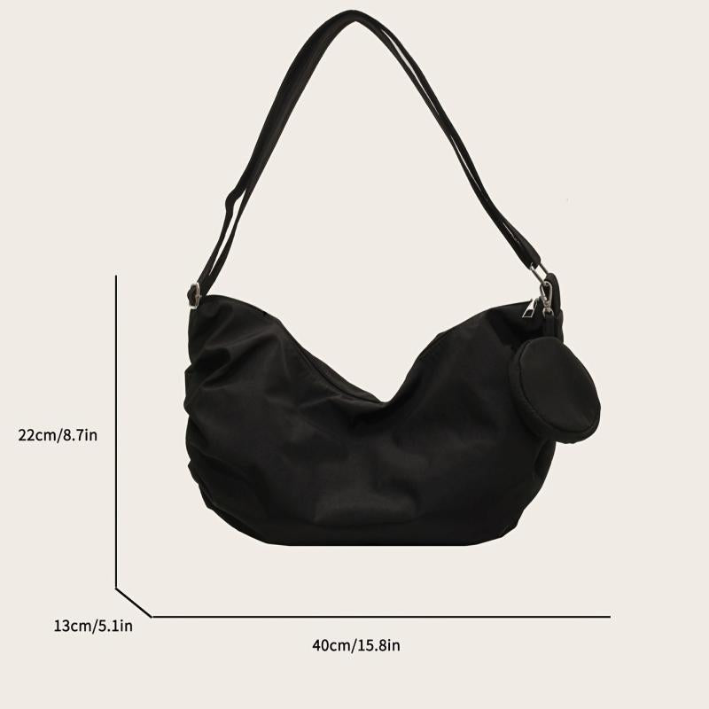 Ruched Crossbody Bag Large Capacity Shoulder Bag All match Hobo Bag
