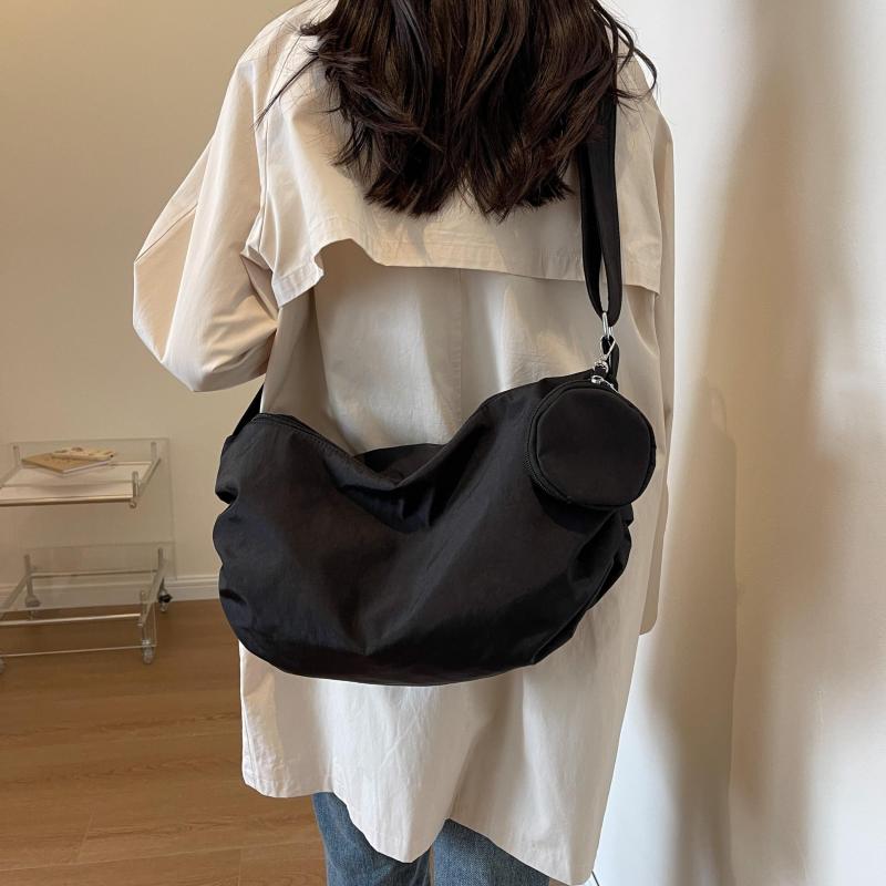 Ruched Crossbody Bag Large Capacity Shoulder Bag All match Hobo Bag