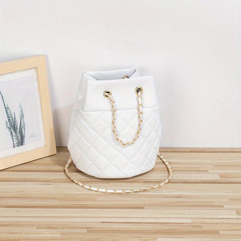 Minimalist Bucket Bag Argyle Pattern Shoulder Bag