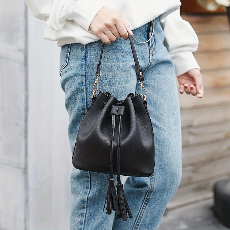Minimalist Drawstring Shoulder Bag for Work
