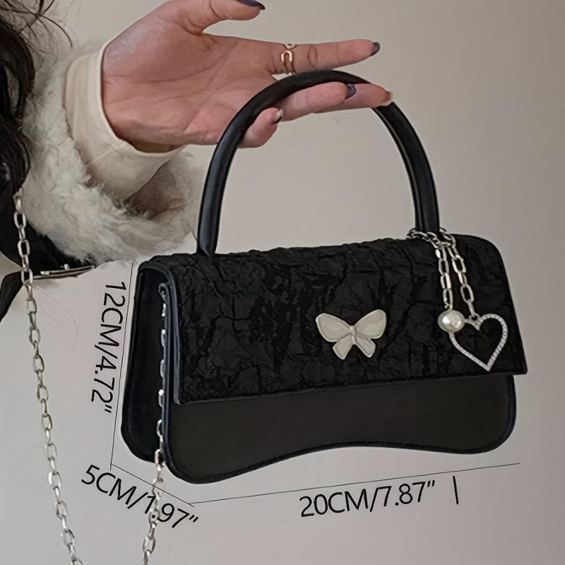 Niche Butterfly Decor Square Bag Crossbody Flap Bag