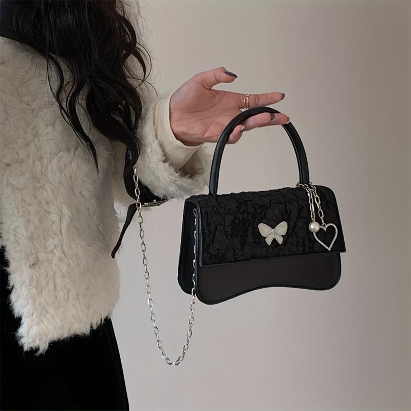 Niche Butterfly Decor Square Bag Crossbody Flap Bag
