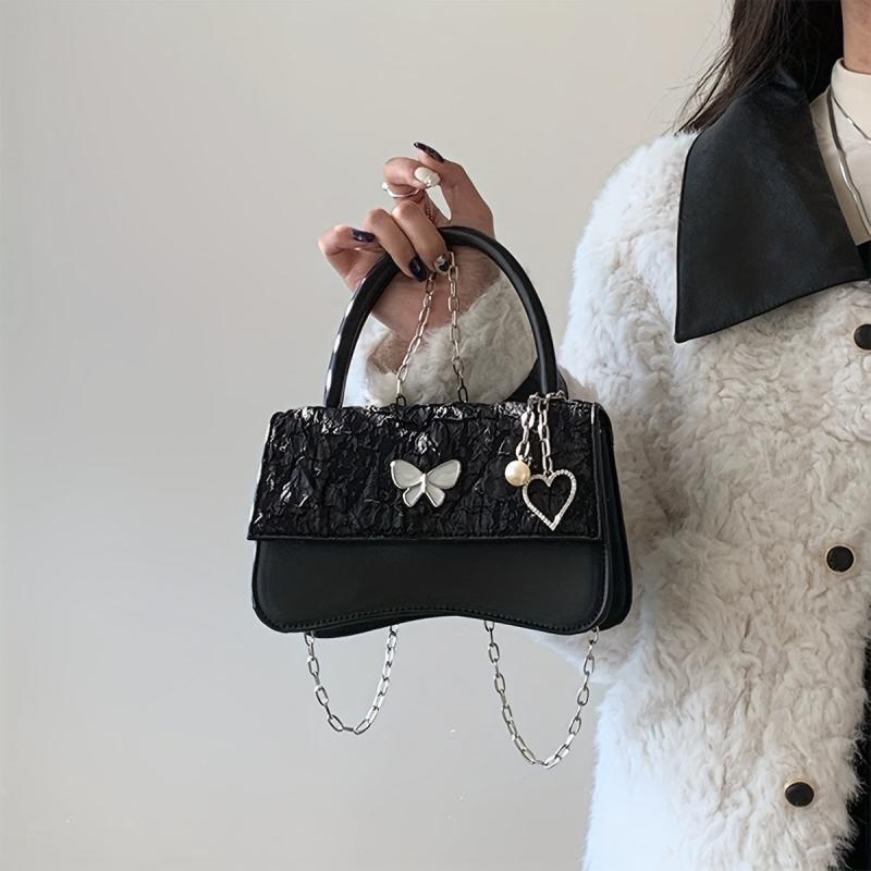 Niche Butterfly Decor Square Bag Crossbody Flap Bag