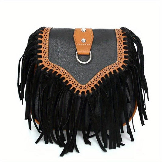 Boho Tassel Crossbody Bag Suede Fringe Shoulder Purse