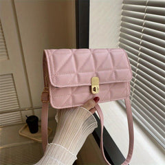 Solid Shoulder Square Bag Turn Lock Crossbody Bag