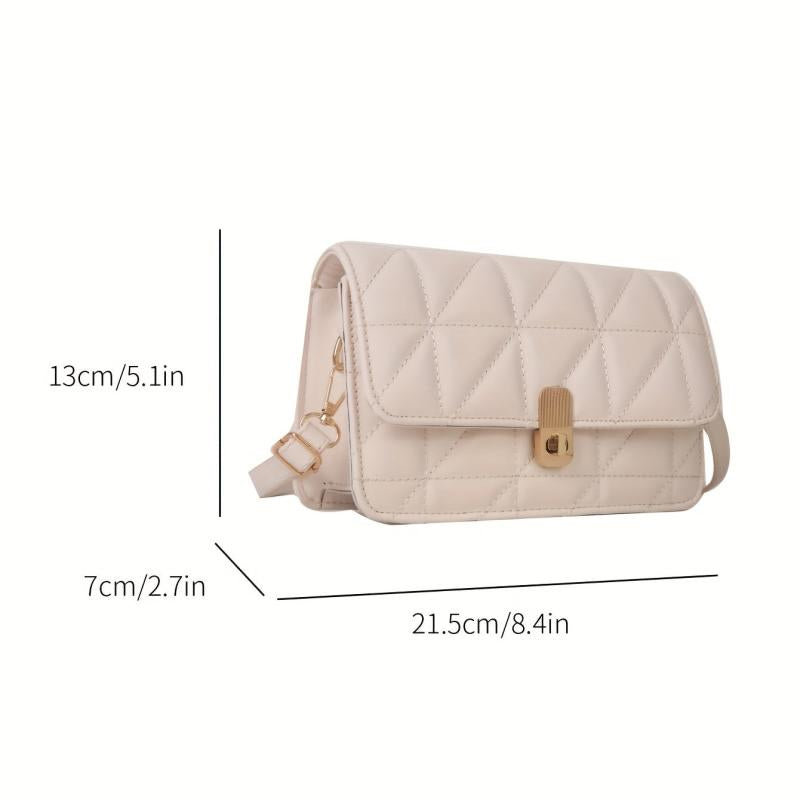 Solid Shoulder Square Bag Turn Lock Crossbody Bag