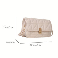 Solid Shoulder Square Bag Turn Lock Crossbody Bag
