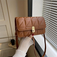 Solid Shoulder Square Bag Turn Lock Crossbody Bag