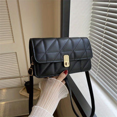 Solid Shoulder Square Bag Turn Lock Crossbody Bag