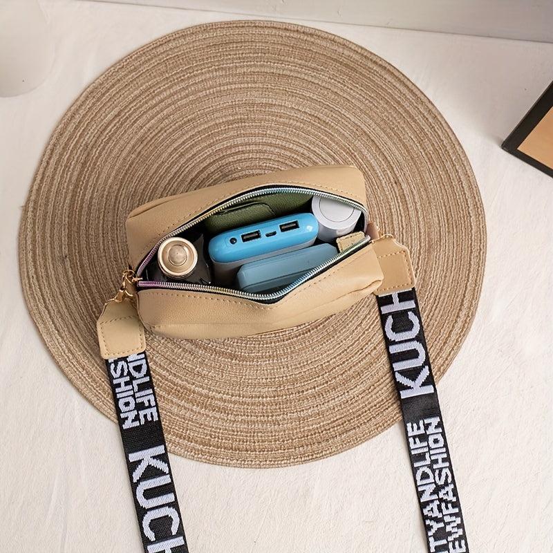 Minimalist Square Shoulder Bag All Match Crossbody Bag With Wide Strap Purse